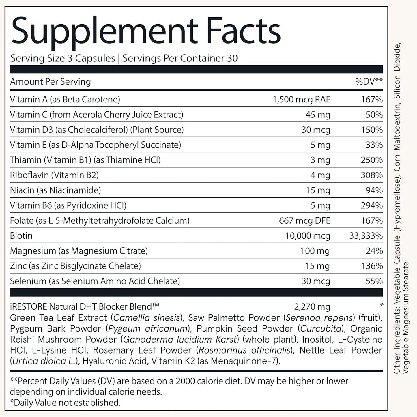Natural Hair Regrowth Supplement - Biotin & DHT Blocker Capsules