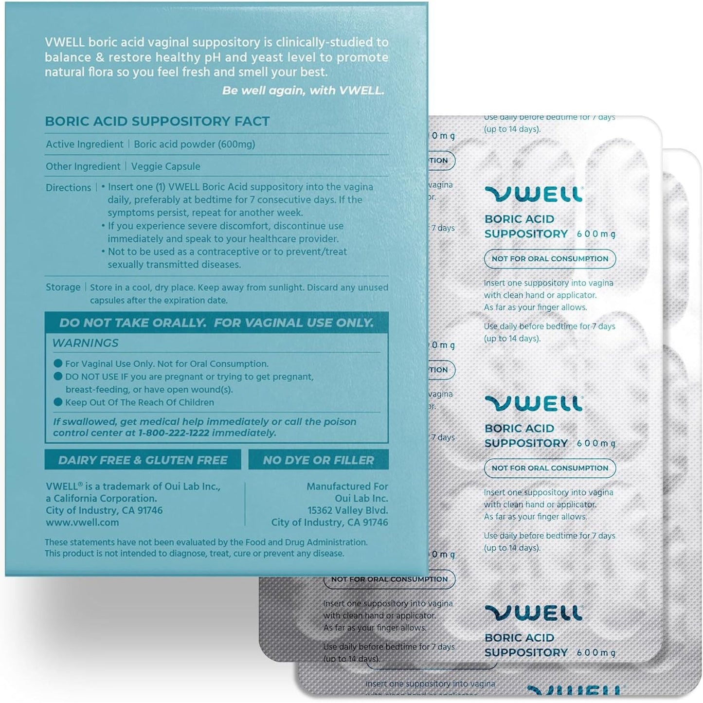 Natural Vaginal Health Suppositories for pH Balance
