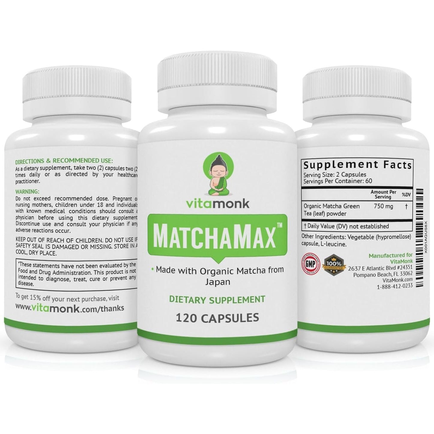 Green Tea Matcha Supplement Capsules - Boost Energy Focus