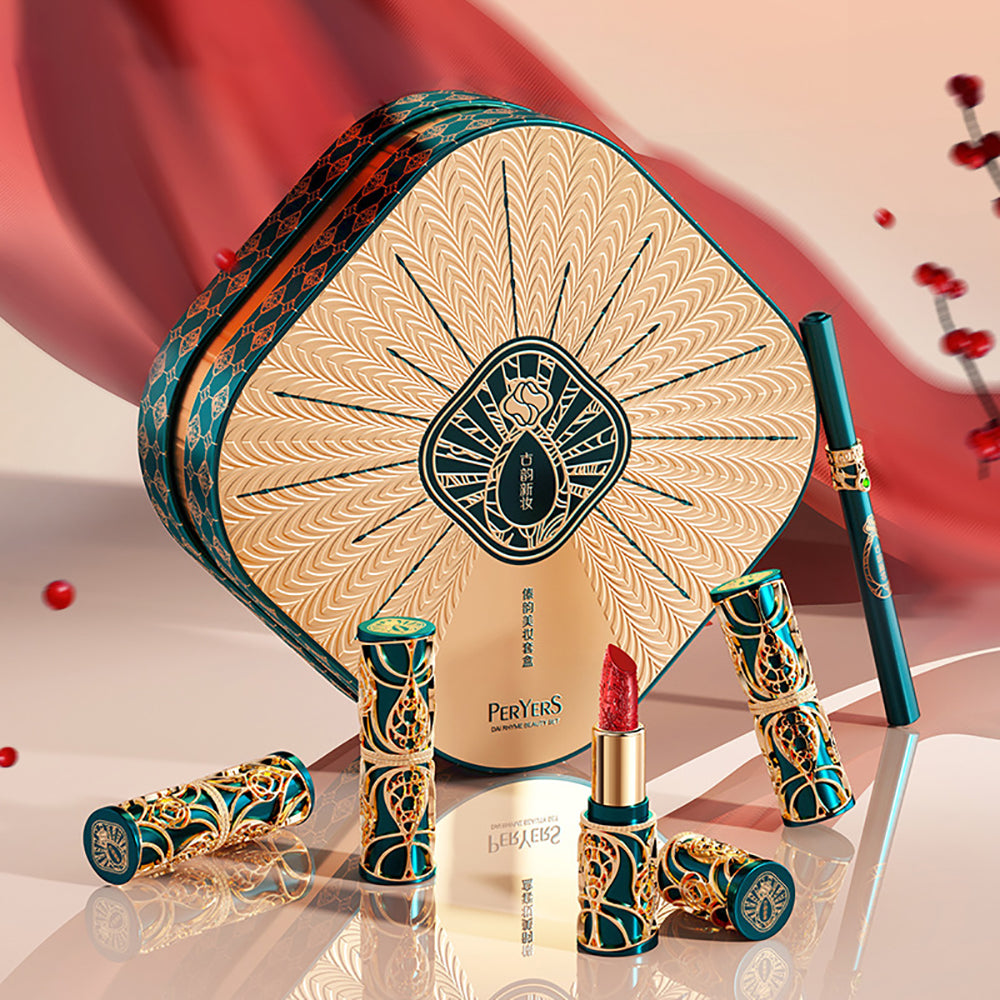 5-Piece Makeup Set - 4 Lipstick & Eyeliner
