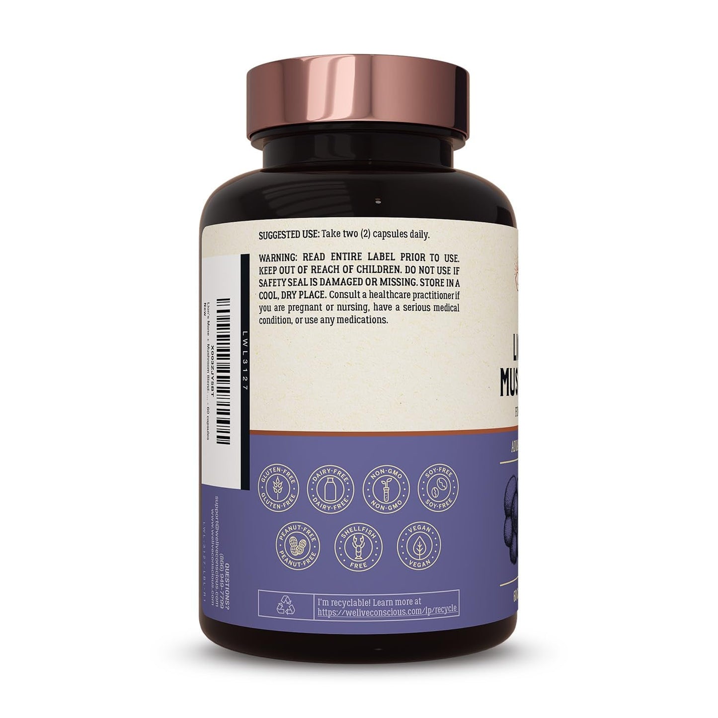 Natural Brain Boost Mushroom Supplement Capsules
