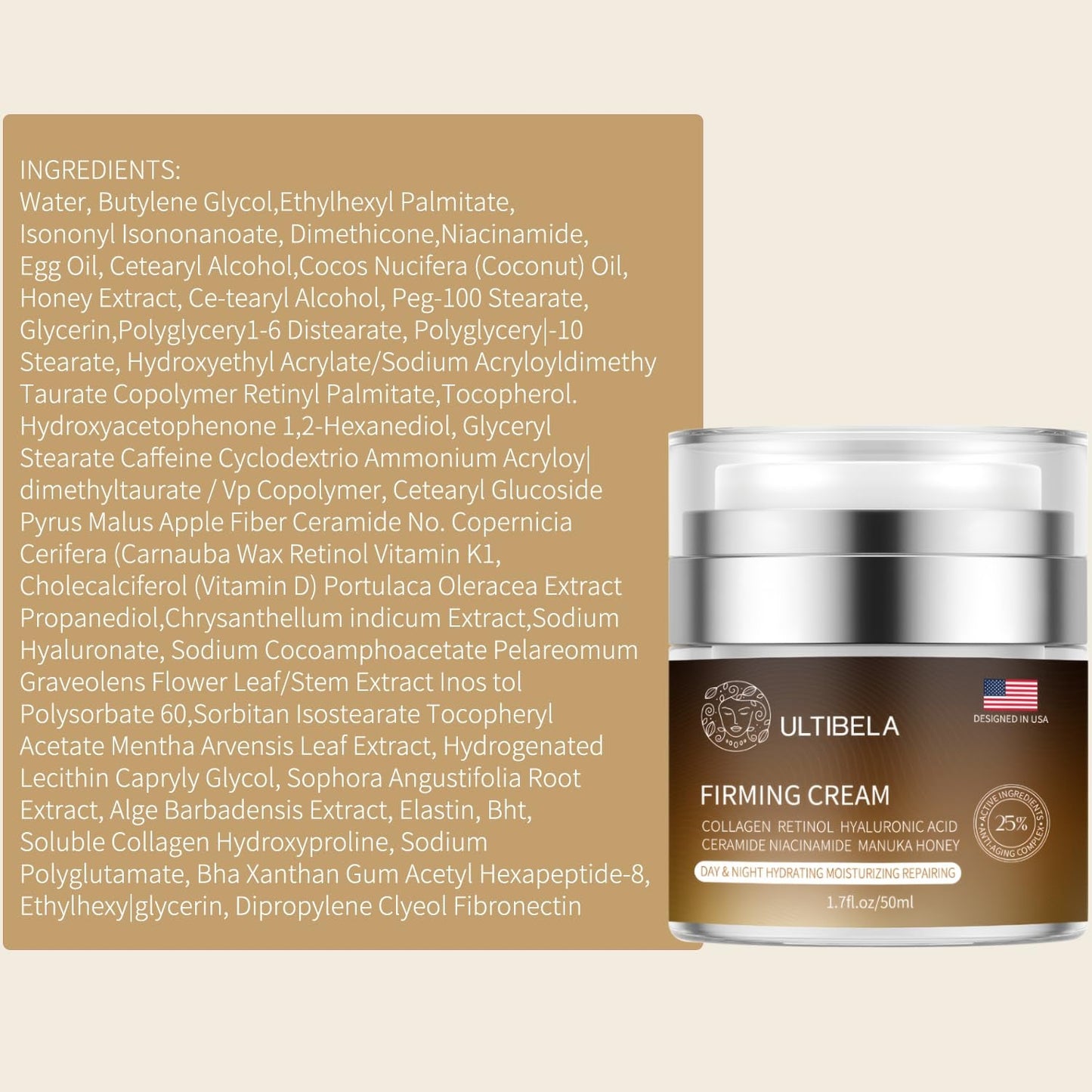 Anti Aging Moisturizer Cream 50ml - Retinol & Collagen