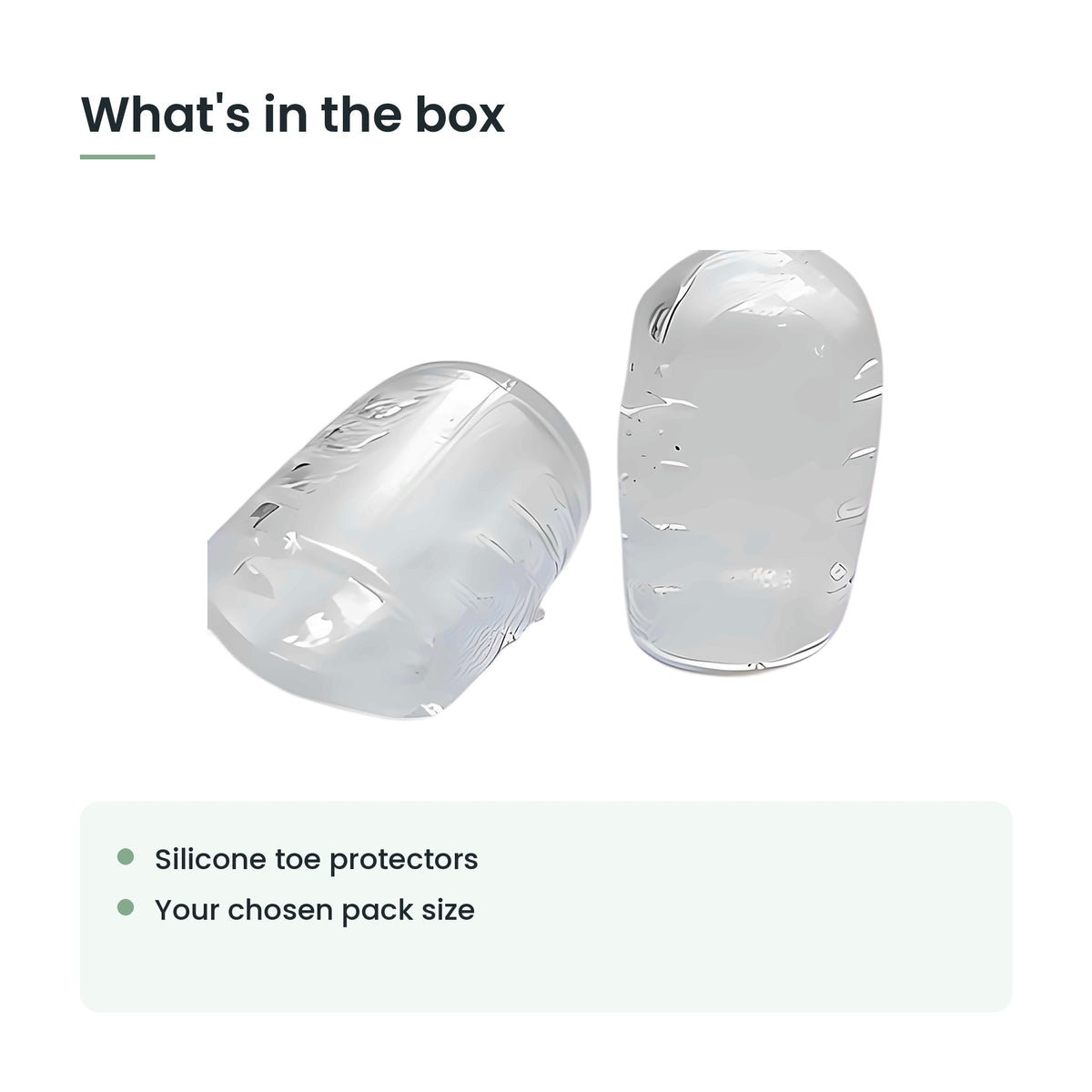What's in the box: silicone toe protectors, your chosen pack size
