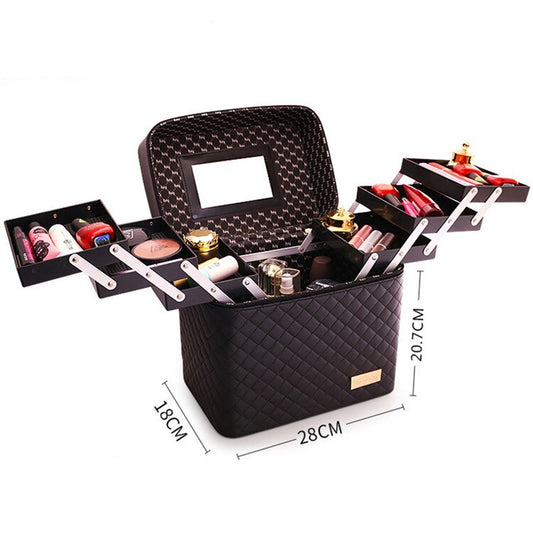 Professional Large Capacity Makeup Bag with Mirror