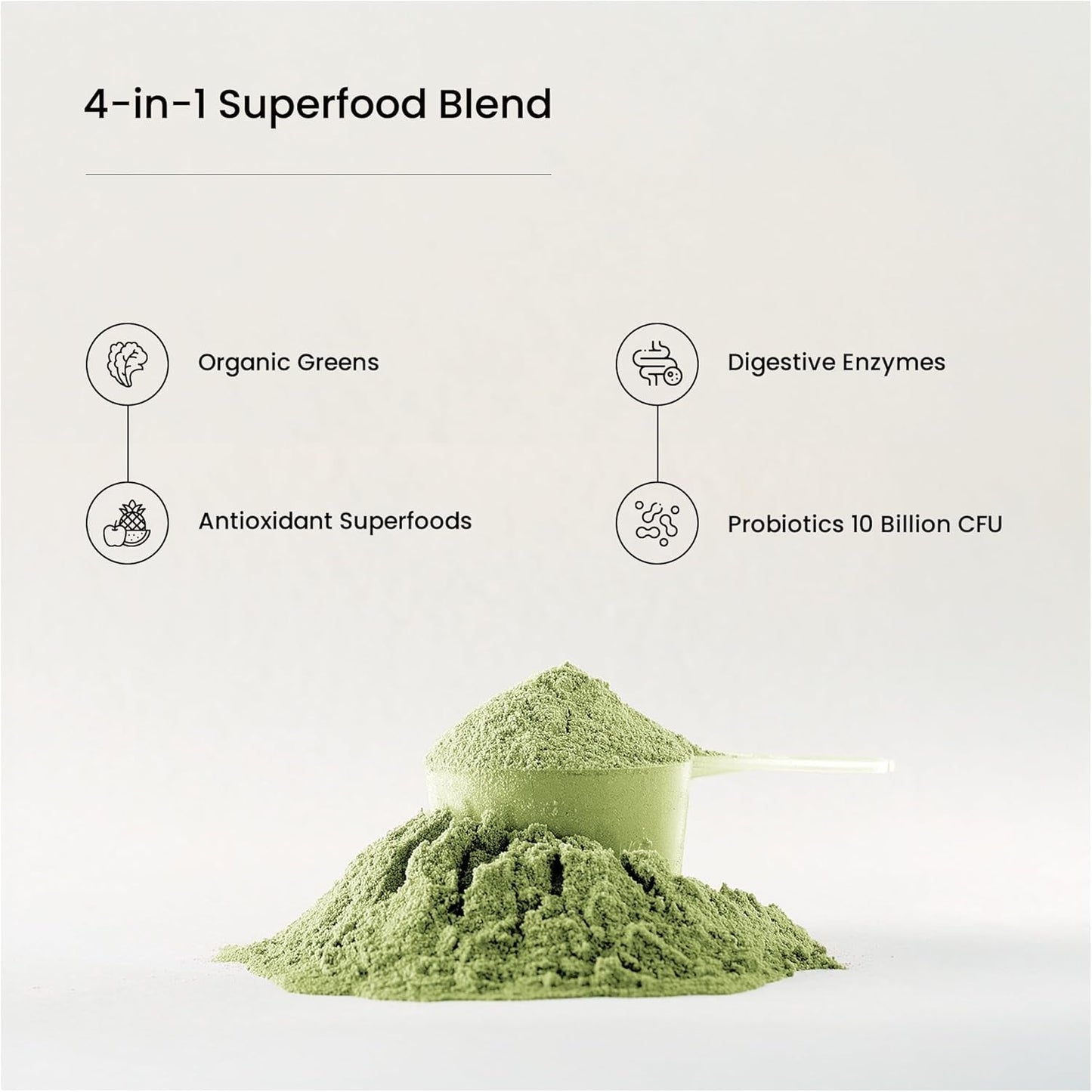 Green Food Supplement Powder with Probiotics and Enzymes