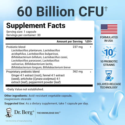 Probiotic Supplement 60 Billion CFU with Prebiotics