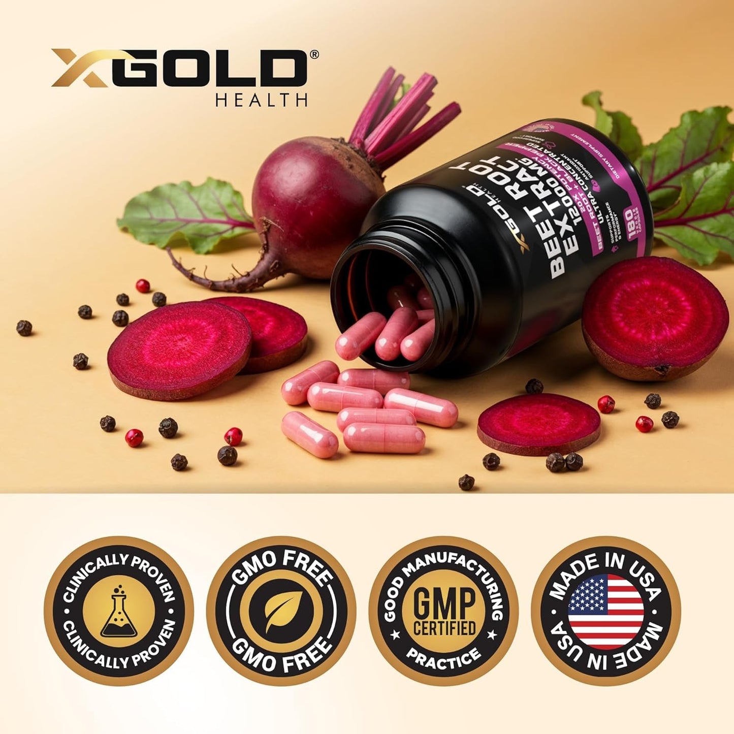 Premium Beet Root Supplement 12000mg - 180 Capsules
