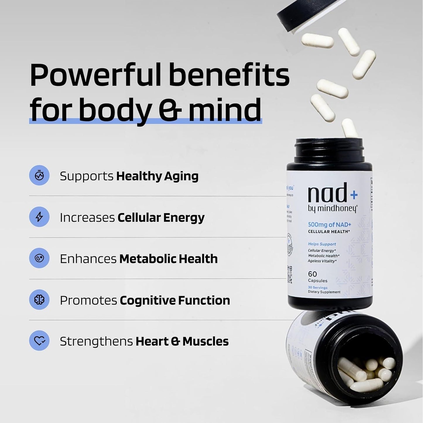 Brain Boost NAD Plus 60 Capsules - Energy Focus Supplement