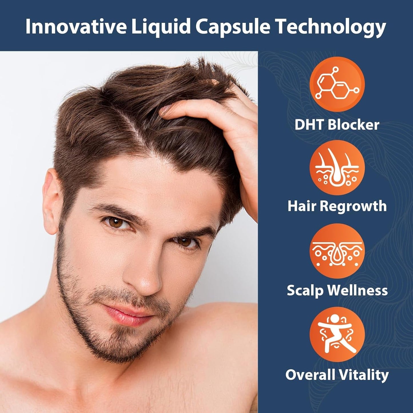 Natural Hair Growth Supplement for Men - 90 Capsules
