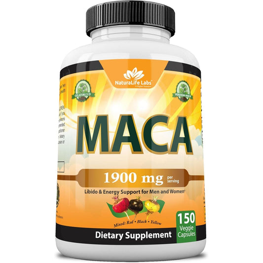 Premium Maca Root Supplement - 1900mg Vegan Energy Boost Capsules - Mycosmeticslondon