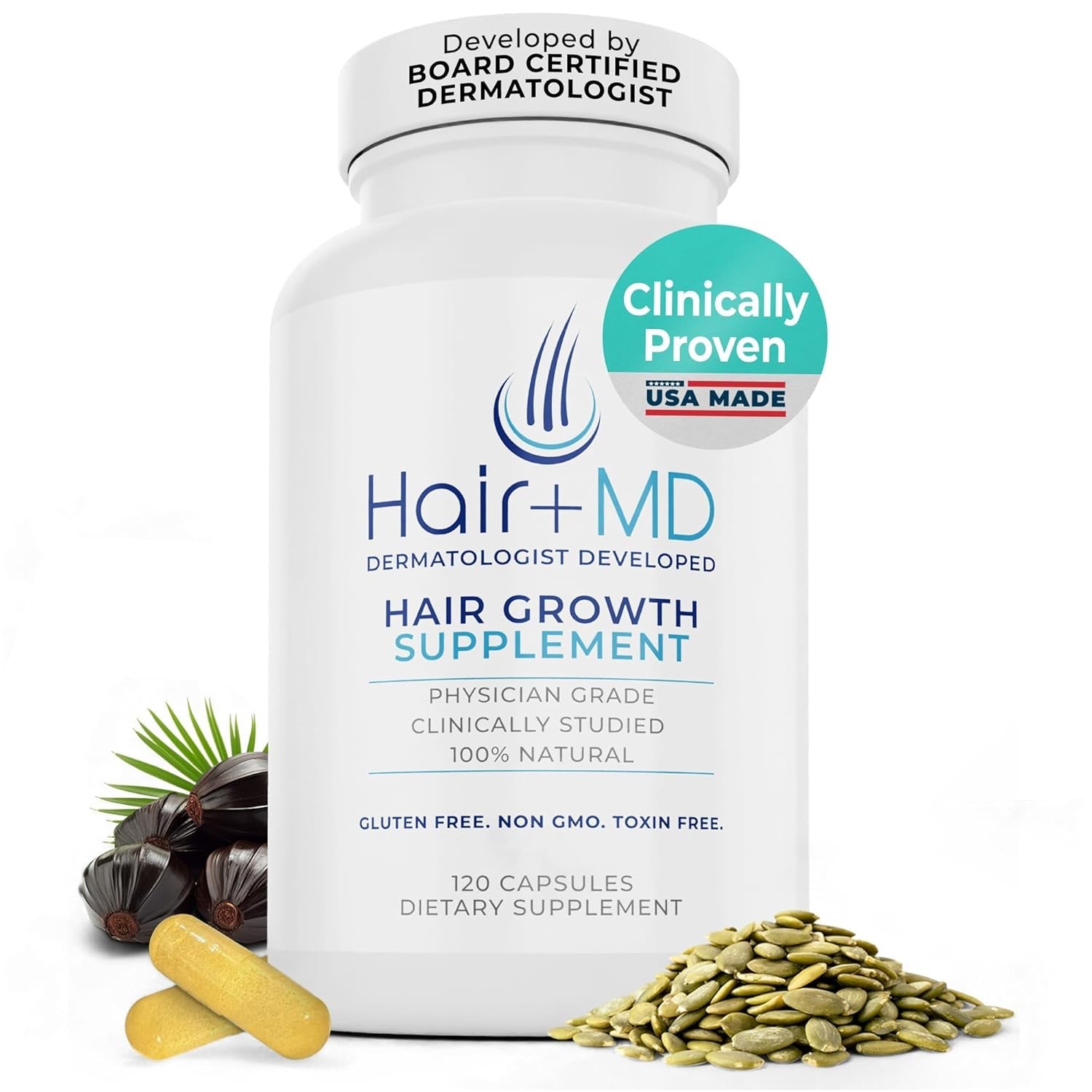 Natural Hair Growth Vitamins - 120 Capsules - Mycosmeticslondon