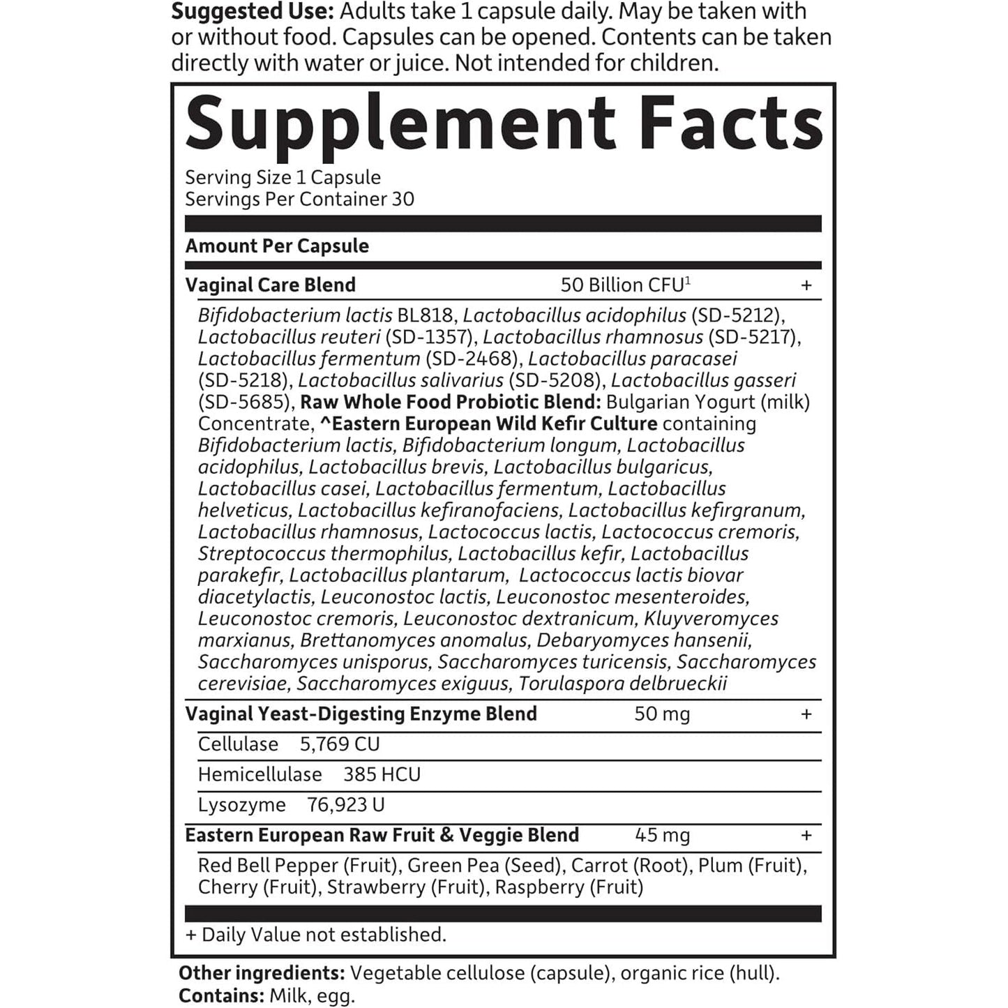 Natural Probiotics for Women - 30 Capsules, 50 Billion CFU