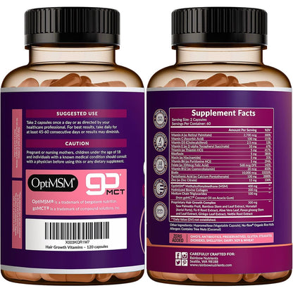 Natural Hair Vitamin Supplement - Biotin & Collagen Capsules
