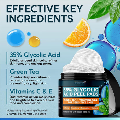 Glycolic Acid Skin Peel Pads - Exfoliate & Brighten