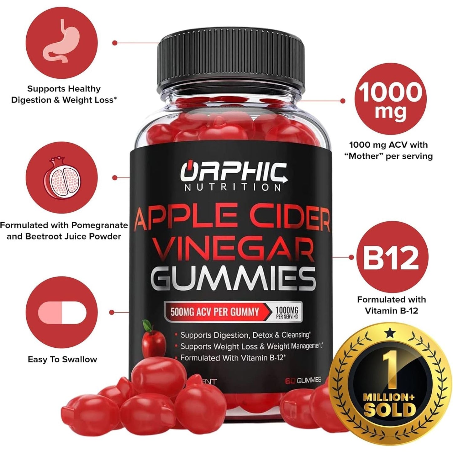Natural Apple Cider Vinegar Gummies for Digestion Boost