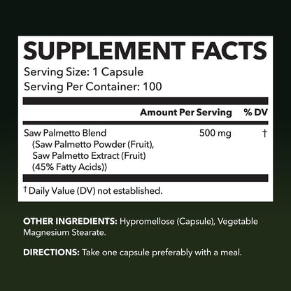Saw Palmetto Supplement for Prostate and Hair Health