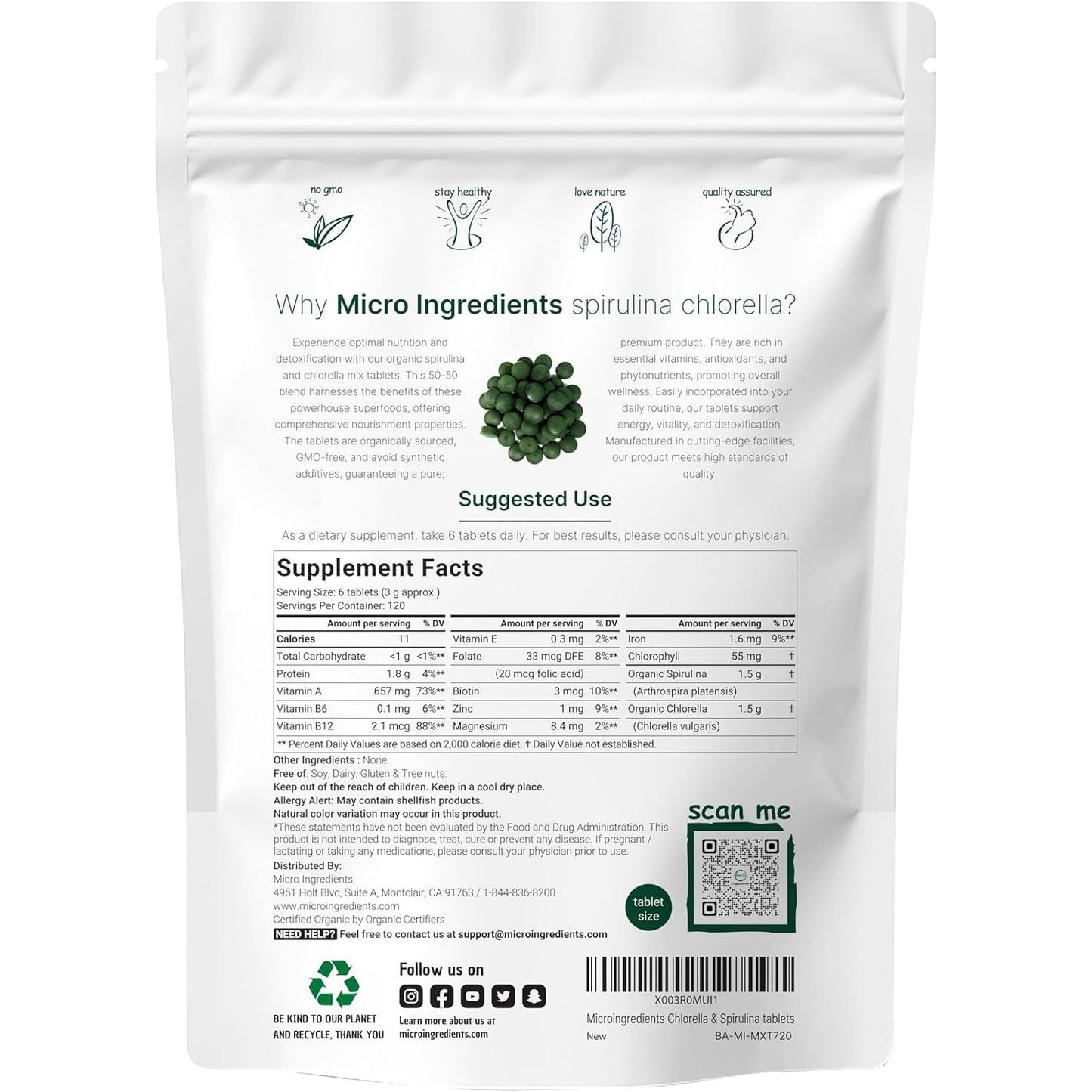 Natural Green Superfood Tablets with Vegan Protein Boost
