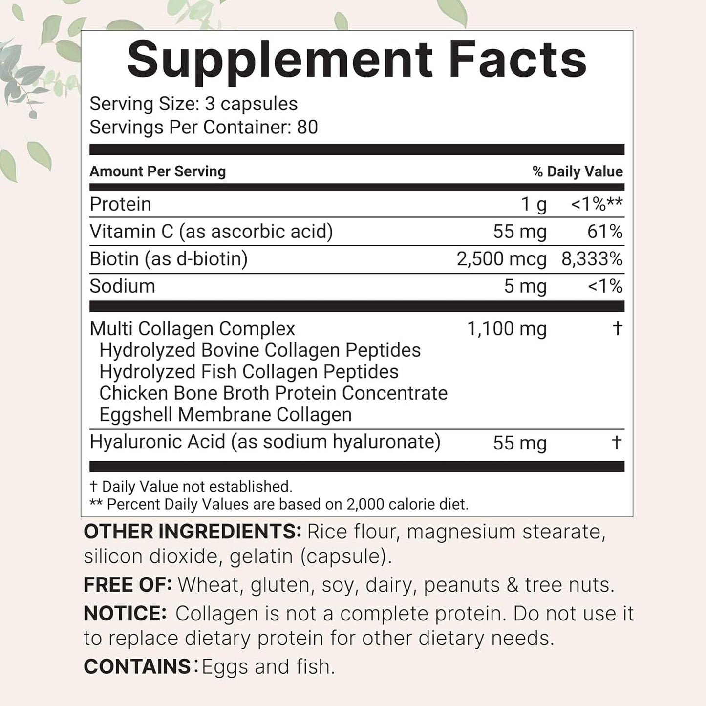 Premium Collagen Peptides Supplement - 240 Capsules