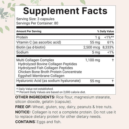 Premium Collagen Peptides Supplement - 240 Capsules