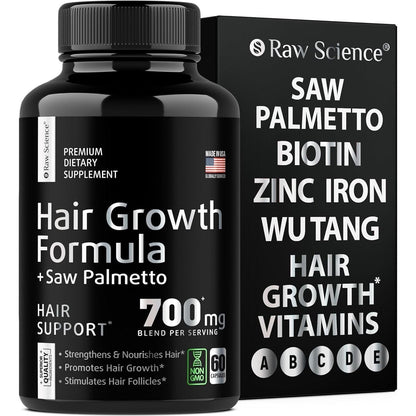 Natural Hair Growth Supplements - Biotin and Saw Palmetto Capsules - Mycosmeticslondon