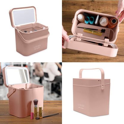 Compact Travel Makeup Case with LED Mirror