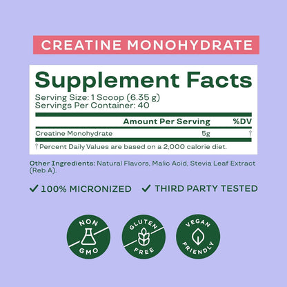 Pure Creatine Powder - Raspberry Lemon, 40 Servings
