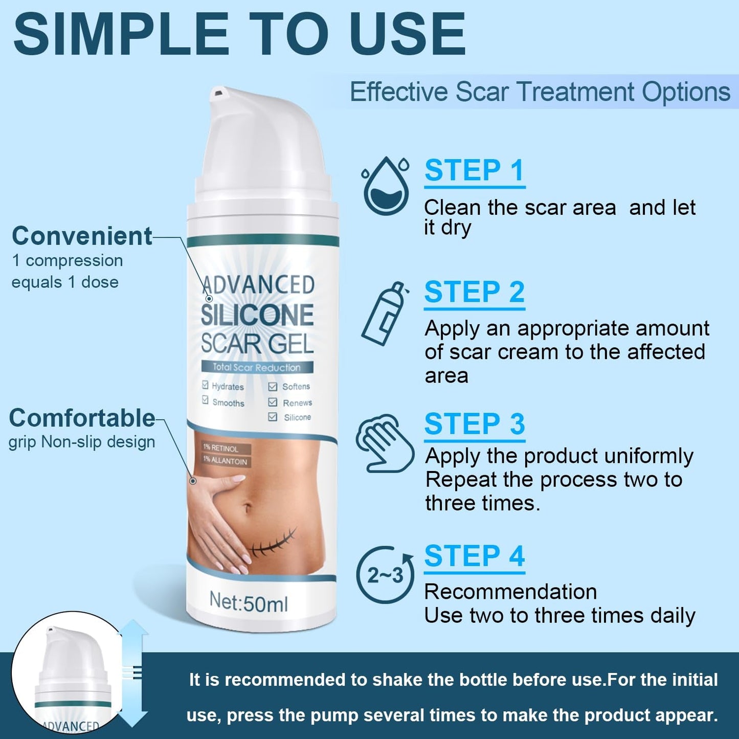 Effective Silicone Scar Cream 50ml - Fade Scars