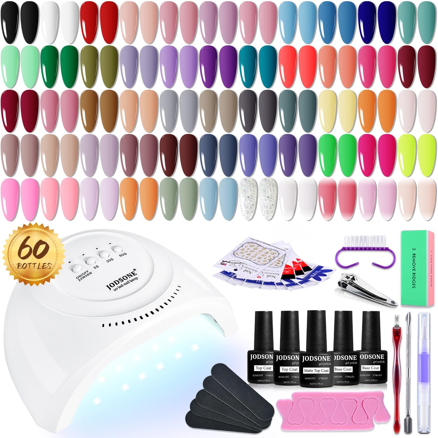 Complete Nail Art Kit with 55 Shades and UV Lamp - Mycosmeticslondon