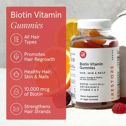 Natural Hair Skin Nail Vitamin Gummies with Biotin