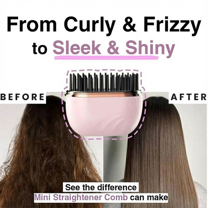 Mini Wireless Hair Straightening Comb – Anti-Scald, Fast Heating & Portable Smoother