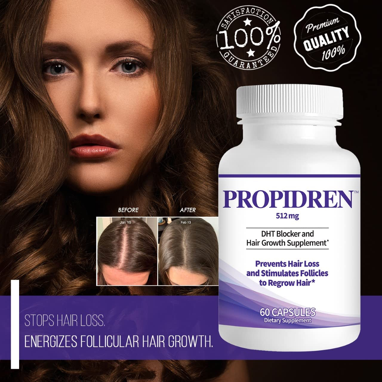 Natural Hair Growth Supplement with Biotin and Saw Palmetto