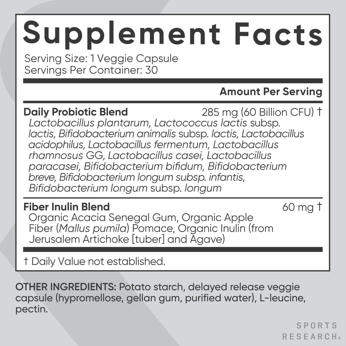 High Potency Probiotic Supplement - 60 Billion CFU Capsules