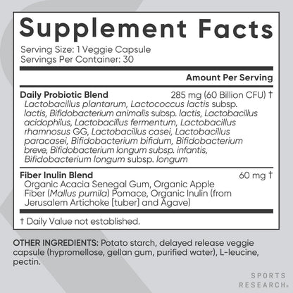 High Potency Probiotic Supplement - 60 Billion CFU Capsules