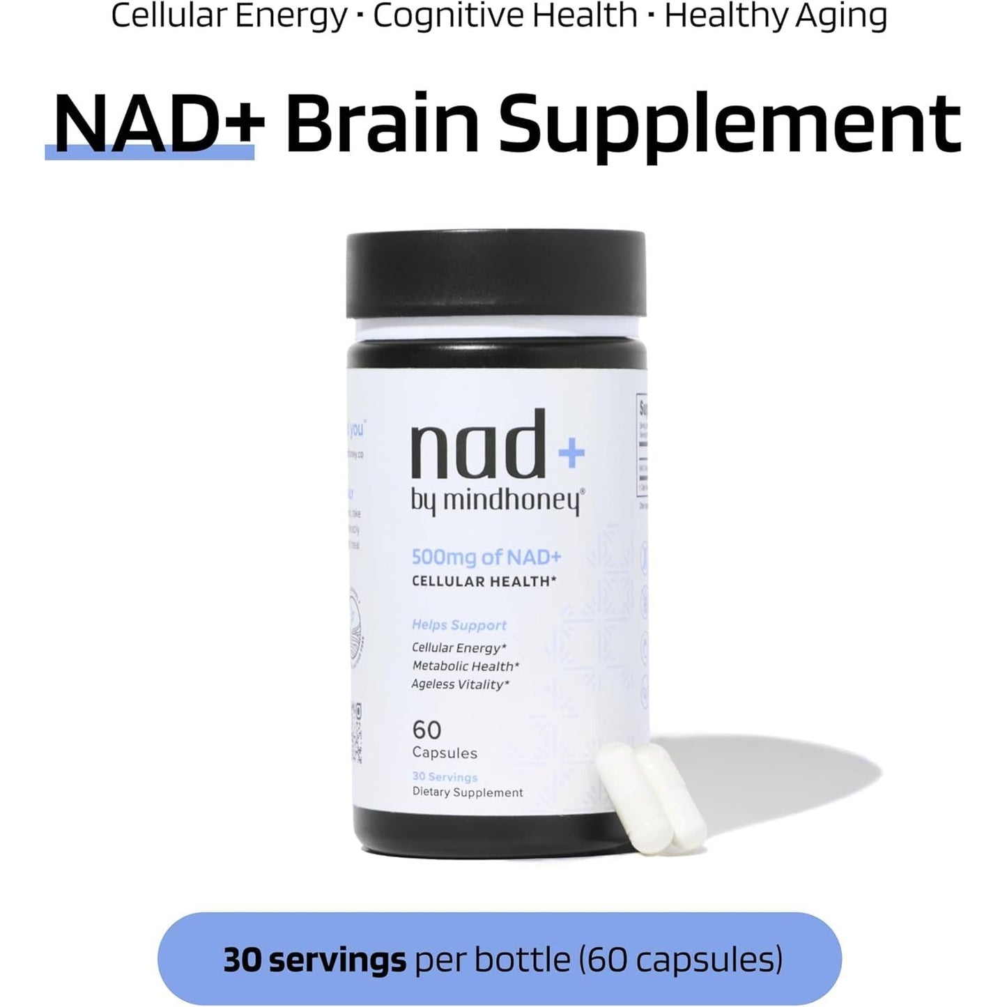 Brain Boost NAD Plus 60 Capsules - Energy Focus Supplement