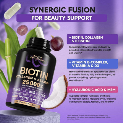 Premium Biotin Collagen Keratin Capsules for Hair Skin Nail Health