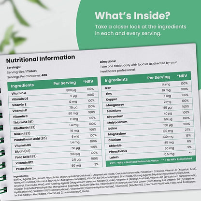 Vegan Daily Multivitamin Tablets for Immune & Energy Boost