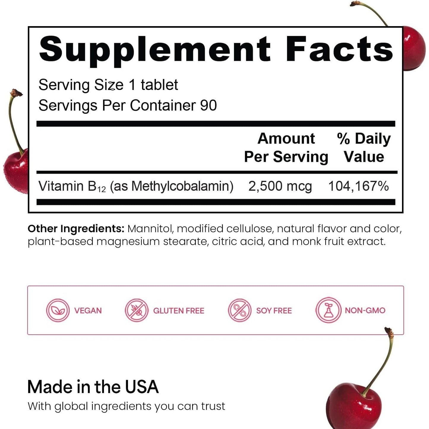 Easy Absorb Vegan B12 Tablets for Energy & Focus