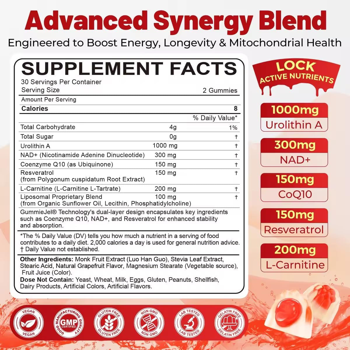 Anti Aging Urolithin A Gummies for Vitality Boost