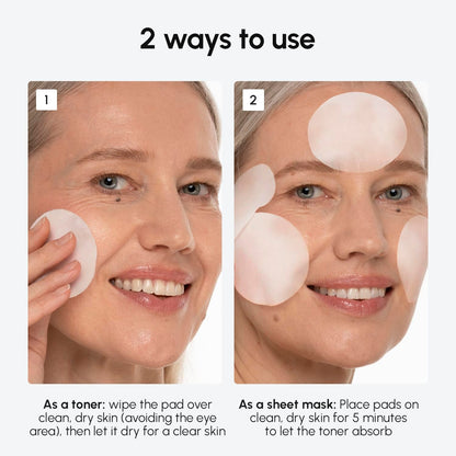 Glowing Skin Toner Pads with Collagen and Retinol