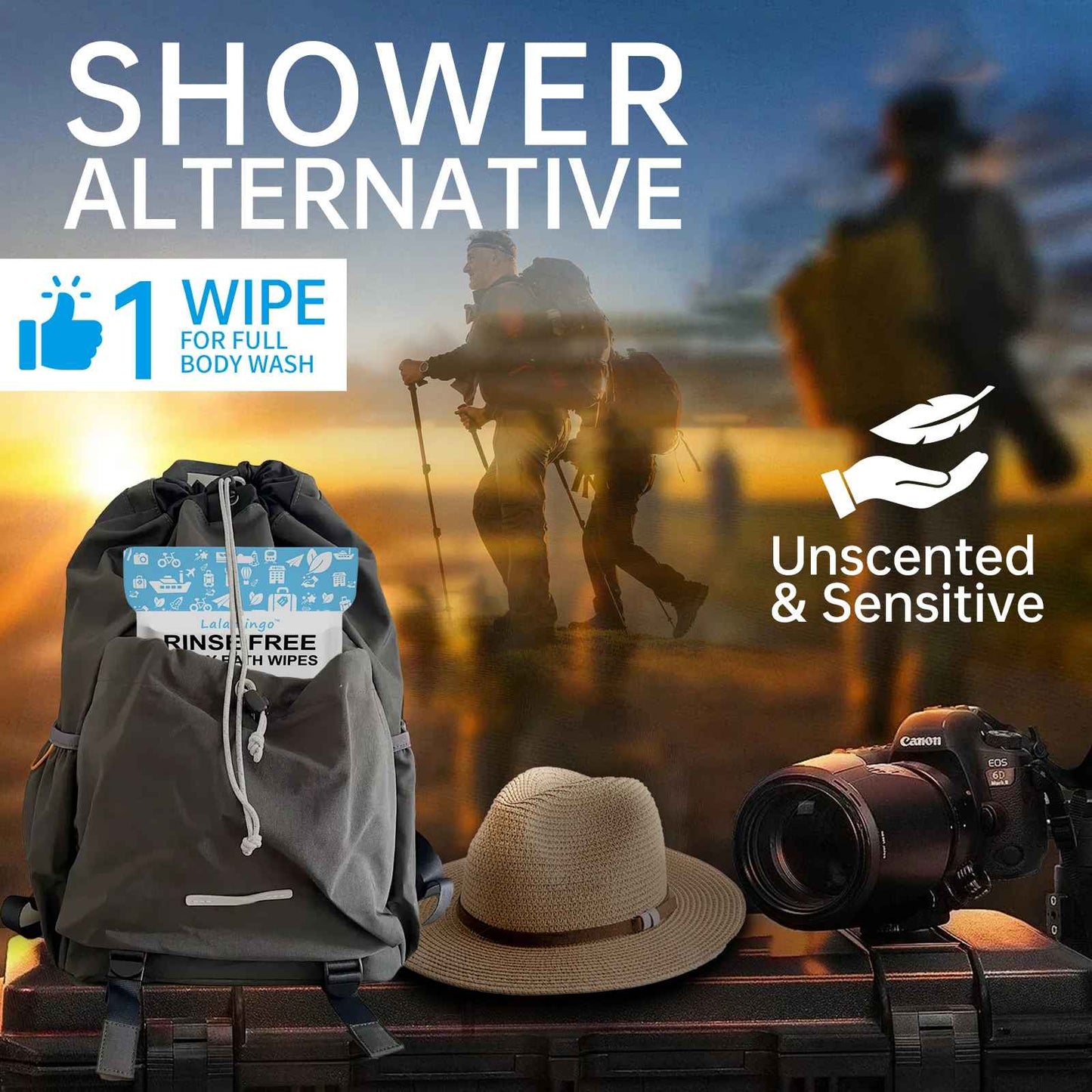 Large  Rinse-Free Bath Wipes for Adults