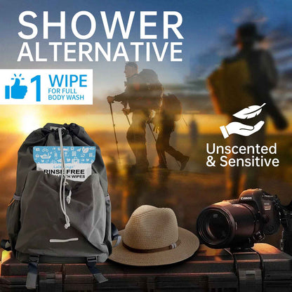 Large  Rinse-Free Bath Wipes for Adults