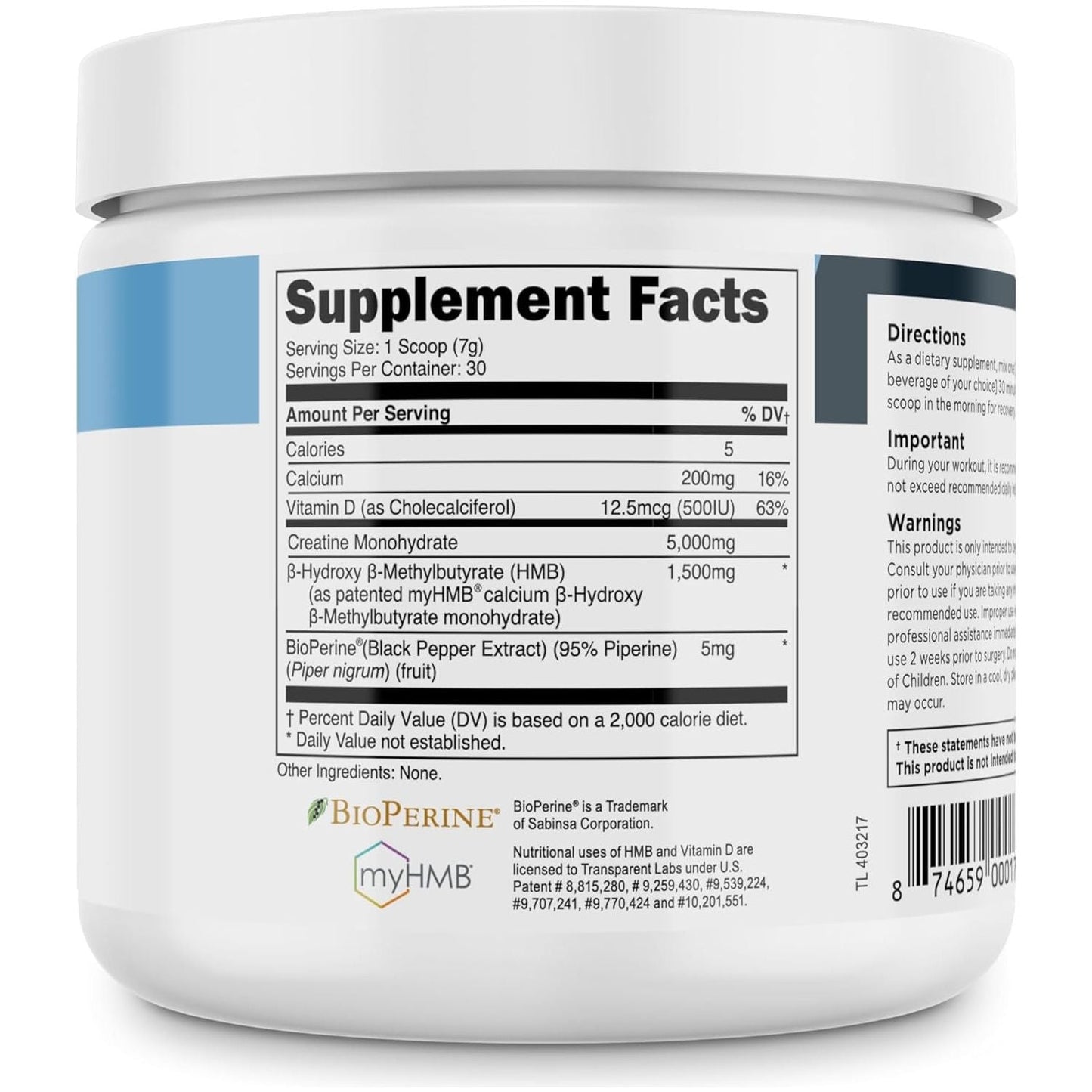 Pure Creatine HMB Muscle Supplement 210g