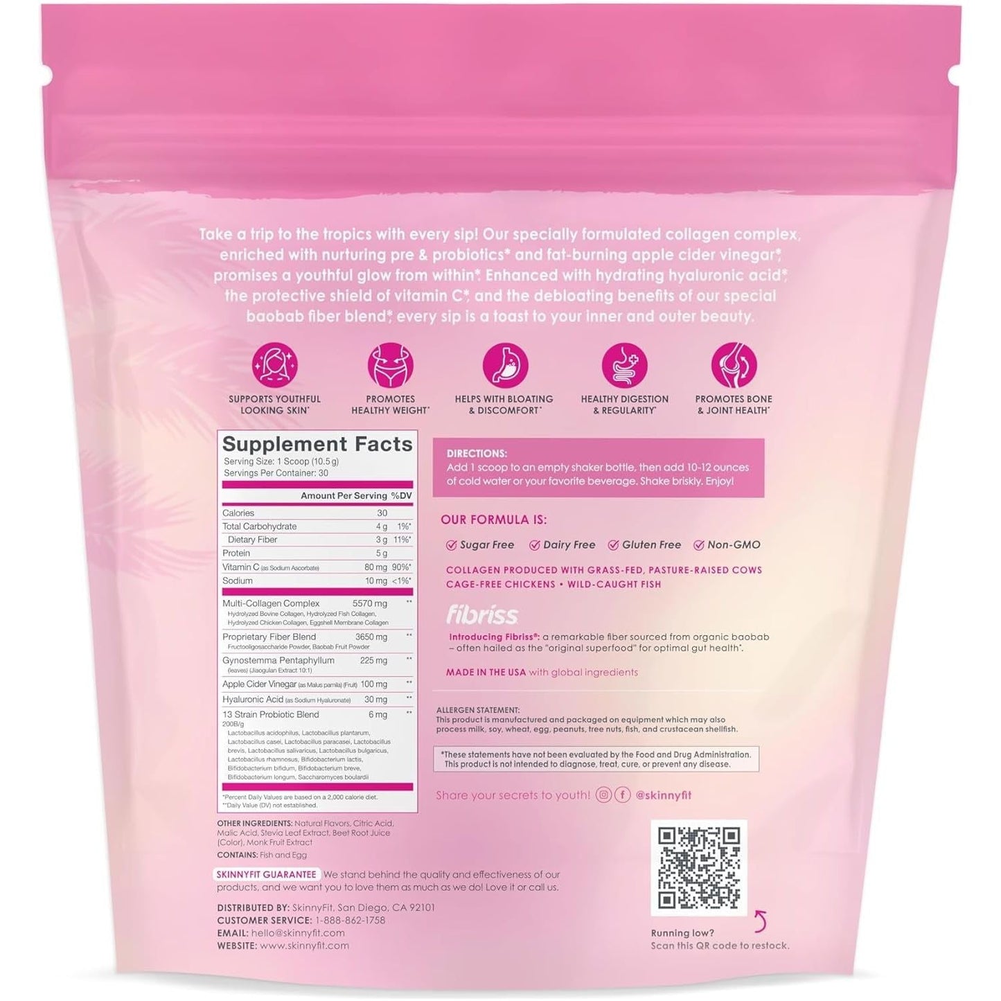 Natural Collagen Powder Supplement with Probiotics