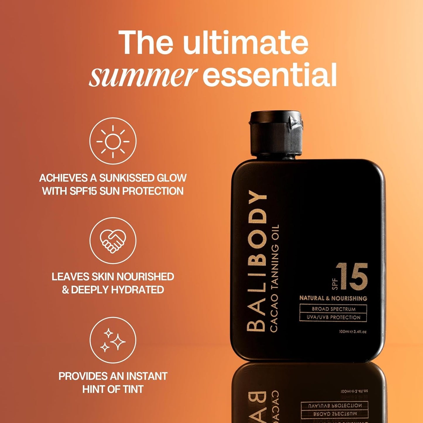 Natural Sunscreen Oil SPF 15 - Moisturizing Tan Lotion