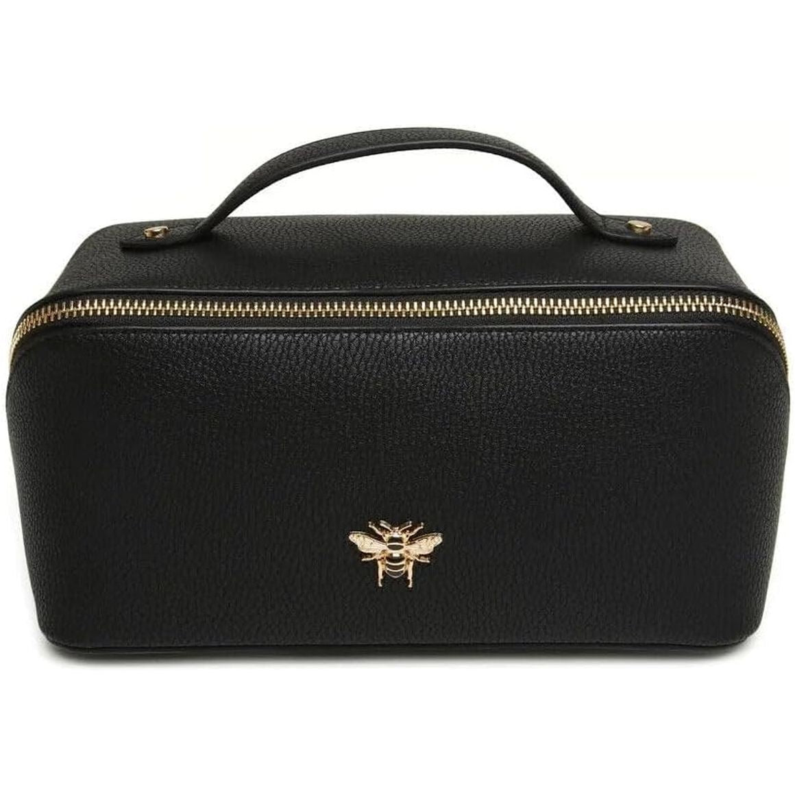 Small Chic Travel Makeup Bag - Black Vegan Leather
