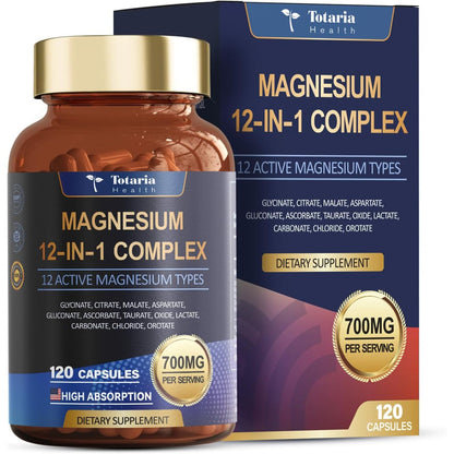Maximum Strength Magnesium 12-in-1 Supplement Capsules - Mycosmeticslondon