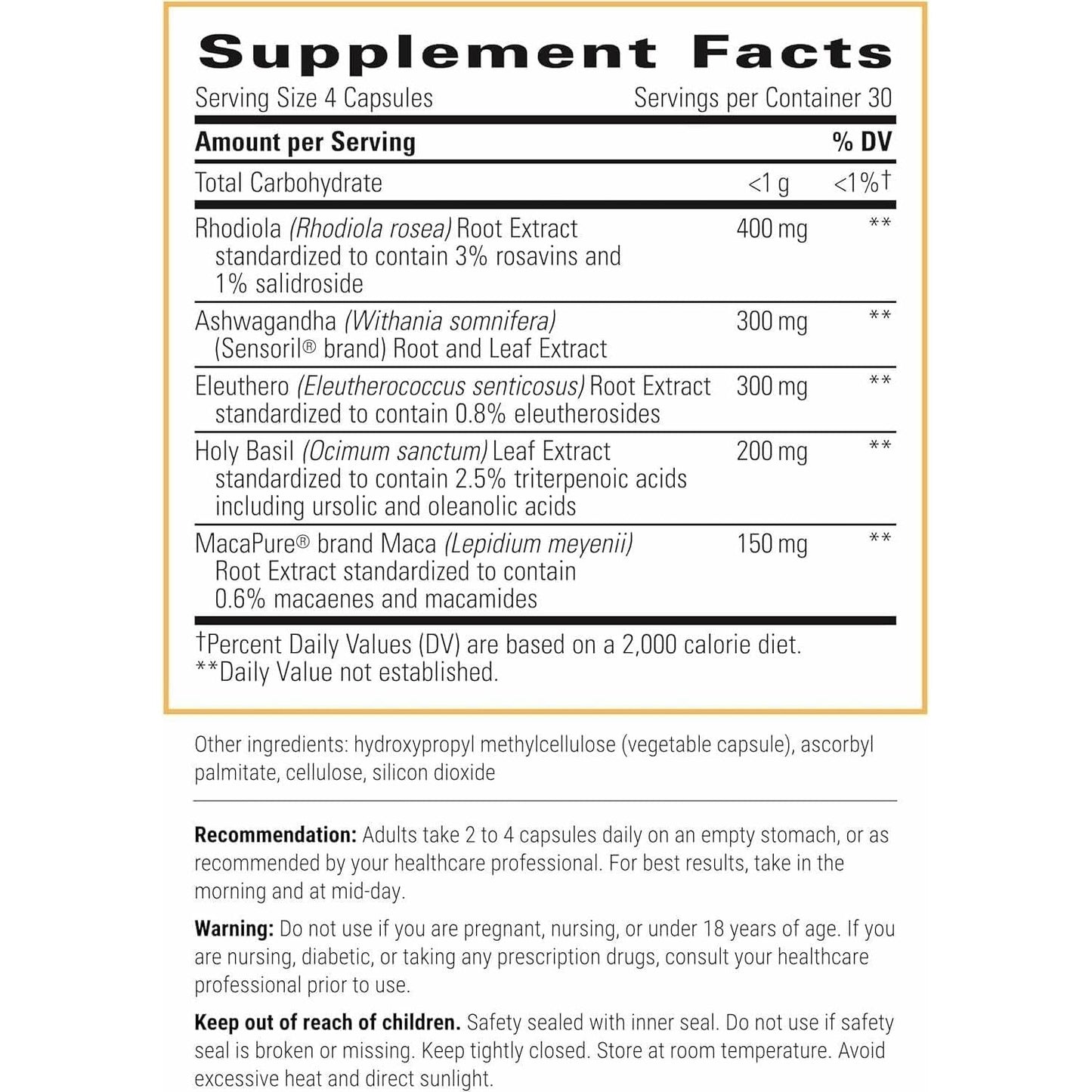 Natural Stress Relief 120 Capsules - Calm Mind Supplement