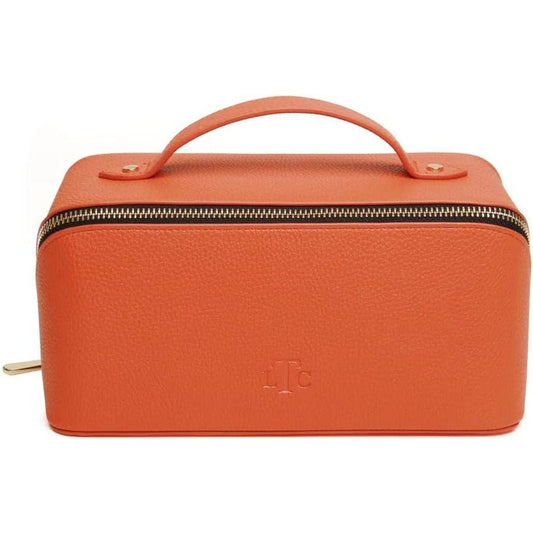 Premium Vegan Travel Makeup Bag - Orange & Black - Mycosmeticslondon