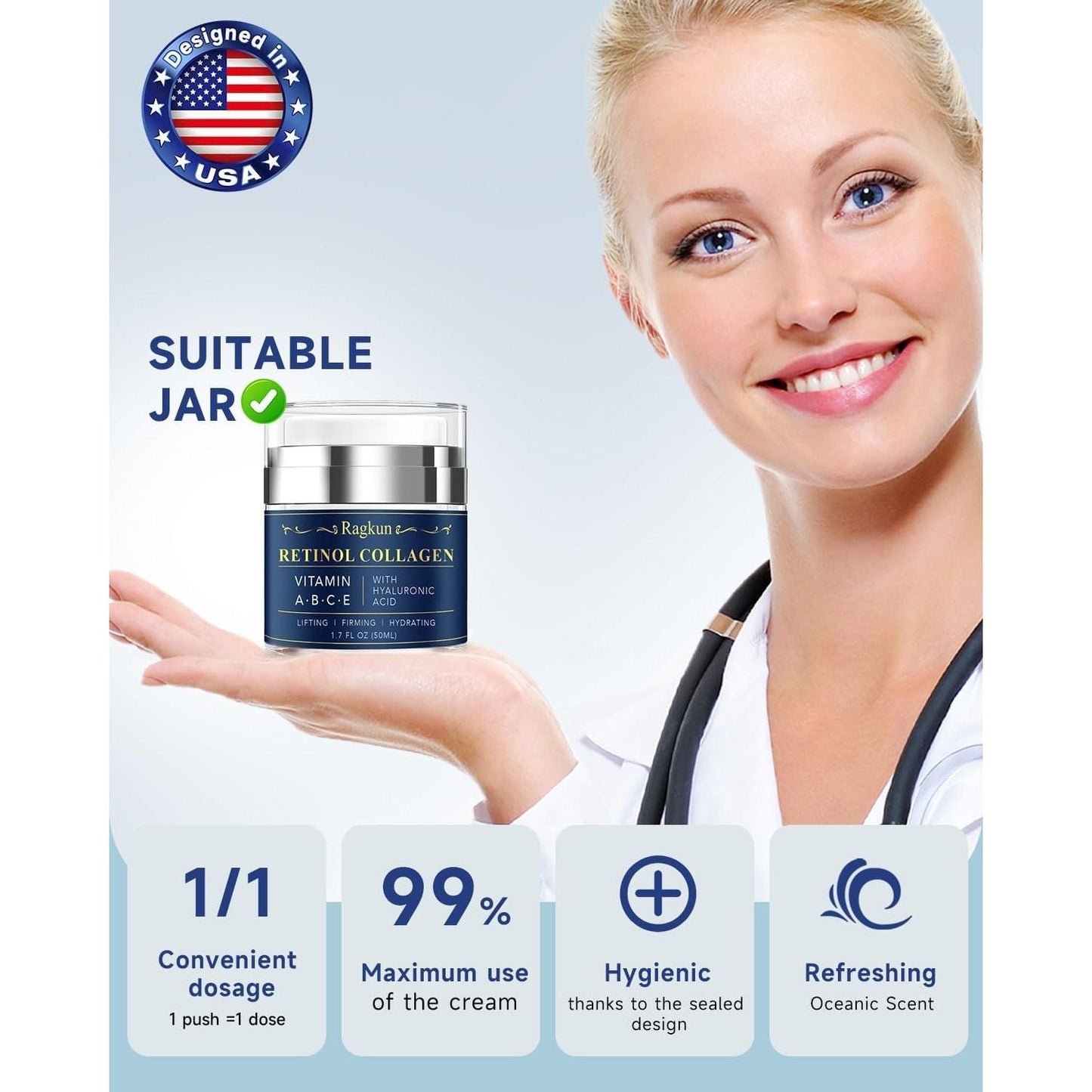 Anti Aging Moisturizing Face Cream with Retinol & Hyaluronic Acid