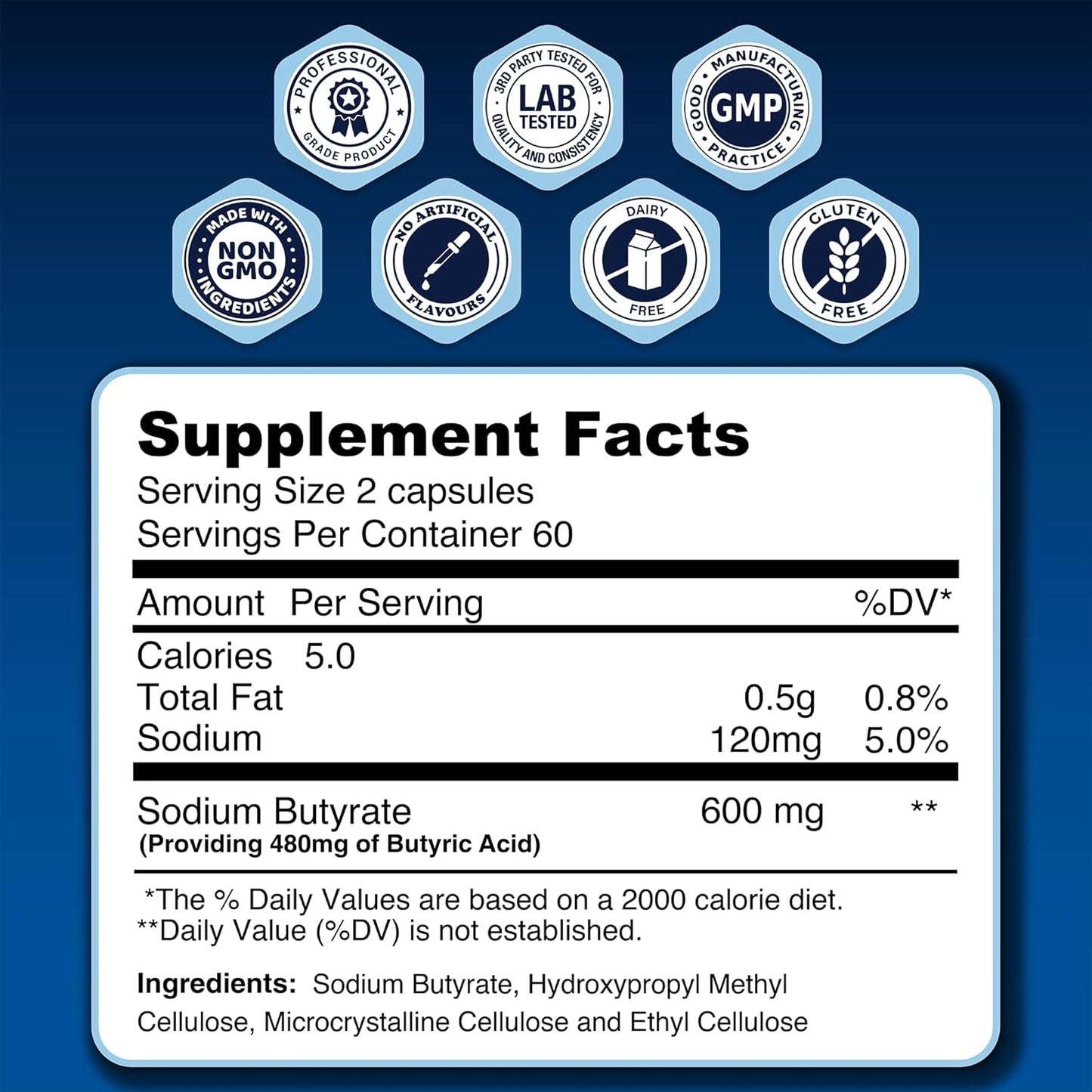 Natural Gut Health Sodium Butyrate Capsules